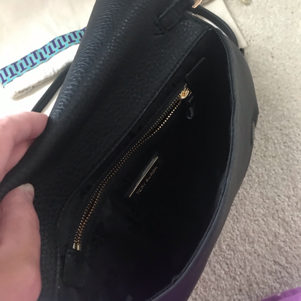 Tory Burch Britten leather flap crossbody/clutch.
